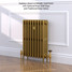 CI-GV4660-09-MET-GOLD-LS01 - Gasta Victorian 4 Column Cast Iron Radiator H660mm x W590mm CI-GV4660-09-MET-GOLD-LS01 - Gasta Victorian 4 Column Cast Iron Radiator H660mm x W590mm